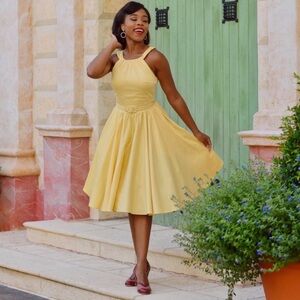 Pinup Couture Harley Swing Dress Medium Yellow